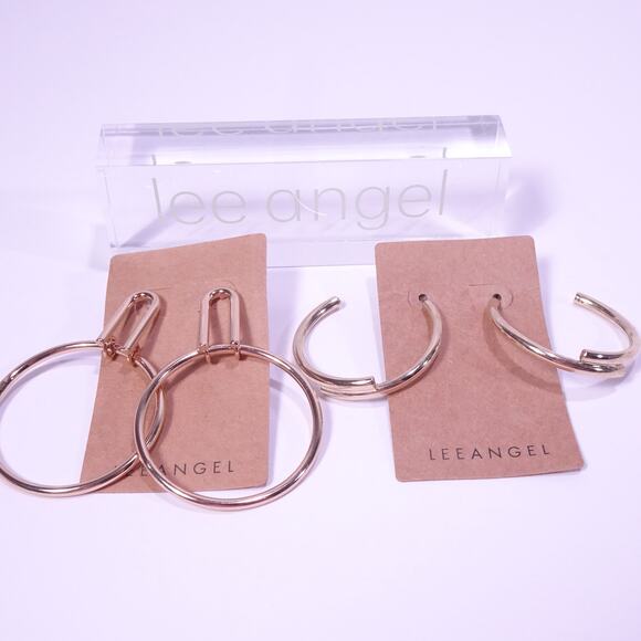 Lee Angel Women's Mixed Hoop Chunky Earrings Set of 2 Pair NWT 98 Ea - Picture 1 of 4